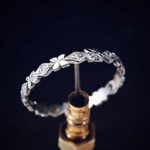 Circa 1880s Art deco diamond wedding ring, Vintage diamond eternity ring, antique. vintage. diamond band, moissanite band, engagement ring