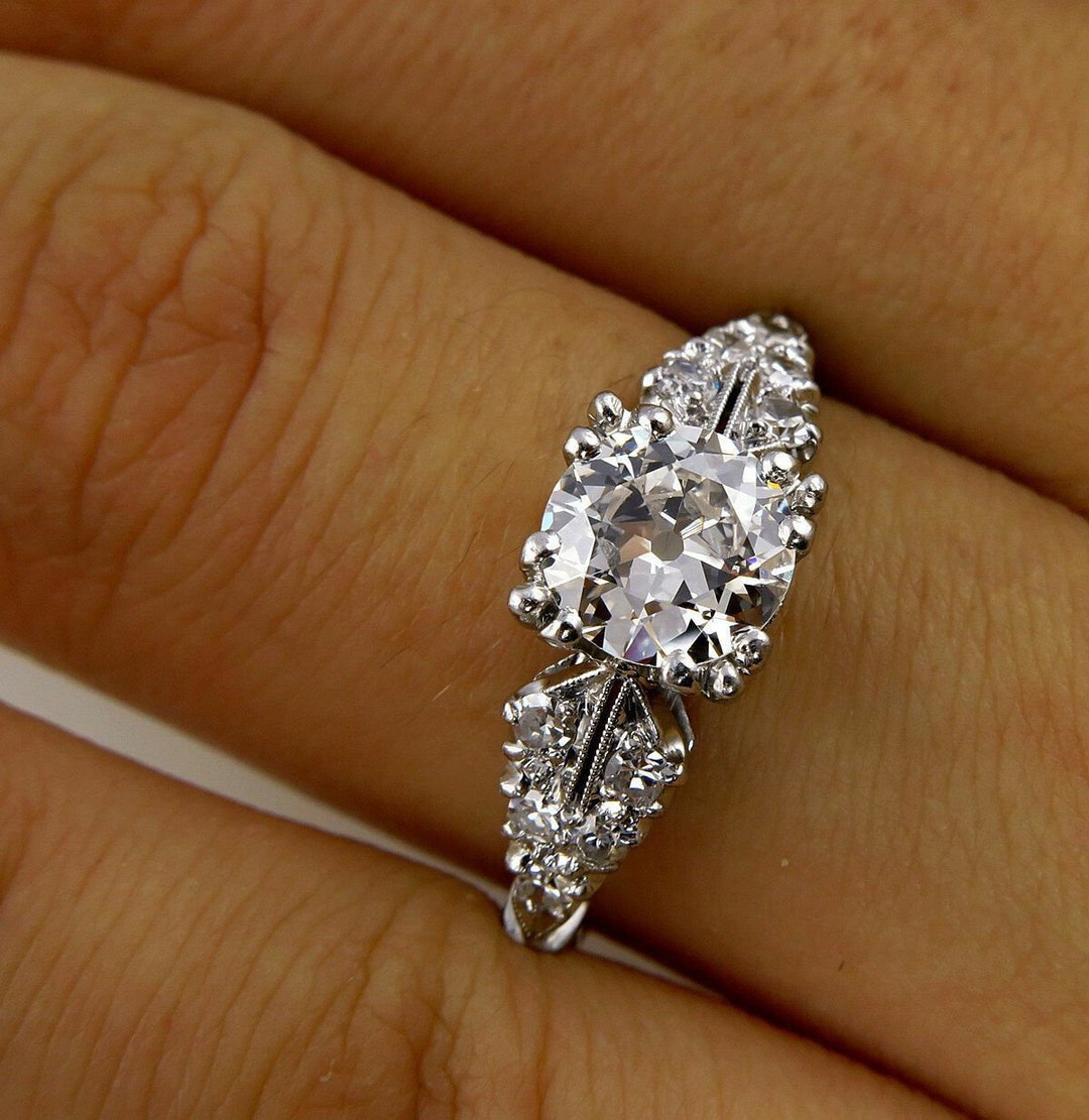 1890s Era Art Deco Vintage 2.00 Ct Diamond Antique Engagement Ring in ...