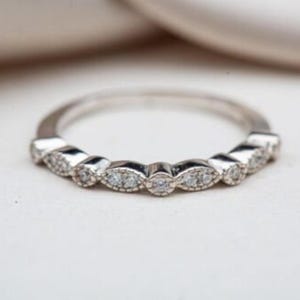 Vintage Circa 1880s Moissanite wedding band, Antique art deco band, Edwardian art deco band, wedding band, Vintage, Antique Stacking band
