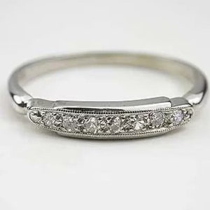 Vintage Circa 1880s Diamond wedding band, Antique art deco band, Edwardian art deco band Womens wedding band, Vintage, Antique Stacking band