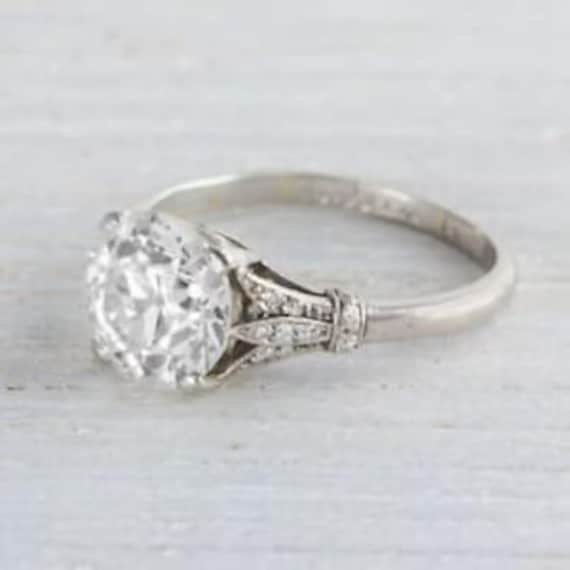 1880s Vintage 2.00 CT Round Cut Diamond Engagement Ring in 935 