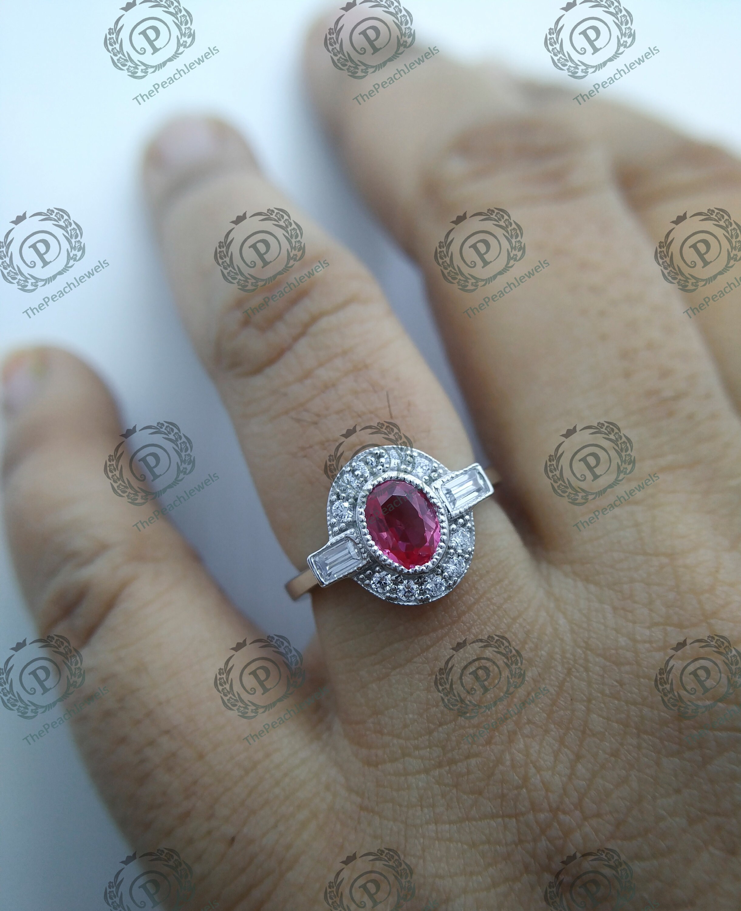 1880's Retro Era Vintage 2.00 Ct Oval Ruby Diamond Art Deco Wedding ...