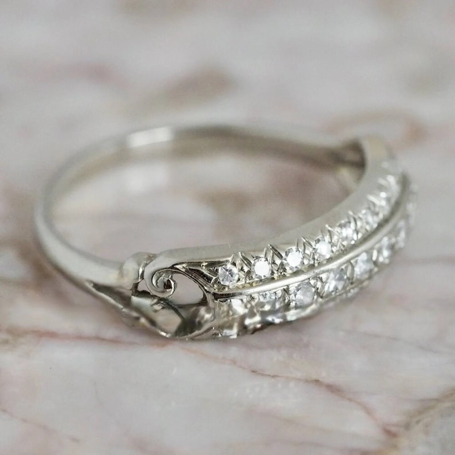 Vintage Engagement Ring, Stacking Band, 1.50ct Diamond, Art Deco ...