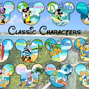 Classic Characters Mickey Minnie Donald Daisy Goofy Pluto Cruise Ship Door Magnets Character Customizable Name