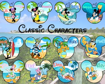 Personnages classiques Mickey Minnie Donald Daisy Dingo Pluto Aimants pour porte de bateau de croisière Nom personnalisable du personnage