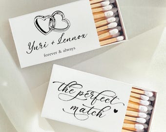 Custom Wedding Matchbook, Wedding Decor, Wedding Gift Bridal Shower, Wedding Guest Favors, Cupids Bow, The perfect Match, Couple Matchbooks