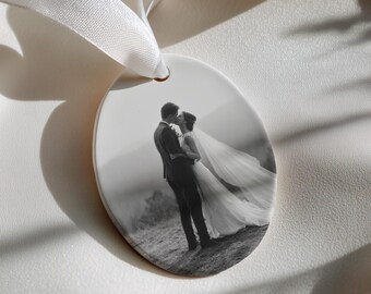 Personalized Wedding Keepsake Ornament - First Christmas Married Ornament - Custom Photo Newlywed Christmas 2025