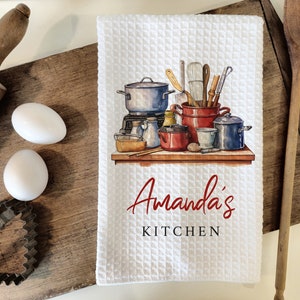 Personalized Dish Towel - Custom Tea Towel - Kitchen Decor - New Couple Gift - Wedding Gift - Family Name Kitchen Towel - Housewarming Gift