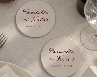 Custom CERAMIC Coasters | Unglazed Matte | Personalized Party Coasters | Dinner Party Engagement Party Wedding Reception Decor