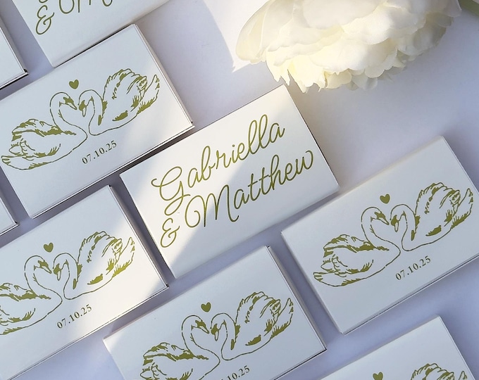 Custom Wedding Matchbook, Wedding Decor, Wedding Gift Bridal Shower, Wedding Guest Favors, The Perfect Match, Party Favors, Swan Matchbooks