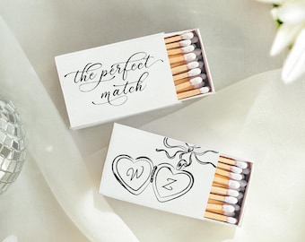 Custom Wedding Matchbook, Wedding Decor, Wedding Gift Bridal Shower, Wedding Guest Favors, Heart Locket, The Perfect Match, whimsical art