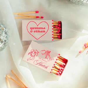 Custom Wedding Matchbook, Wedding Decor, Wedding Gift Bridal Shower, Wedding Guest Favors, Cupids Bow, The perfect Match, Cherub Matchbooks