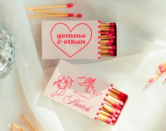 Custom Wedding Matchbook, Wedding Decor, Wedding Gift Bridal Shower, Wedding Guest Favors, Cupids Bow, The perfect Match, Cherub Matchbooks
