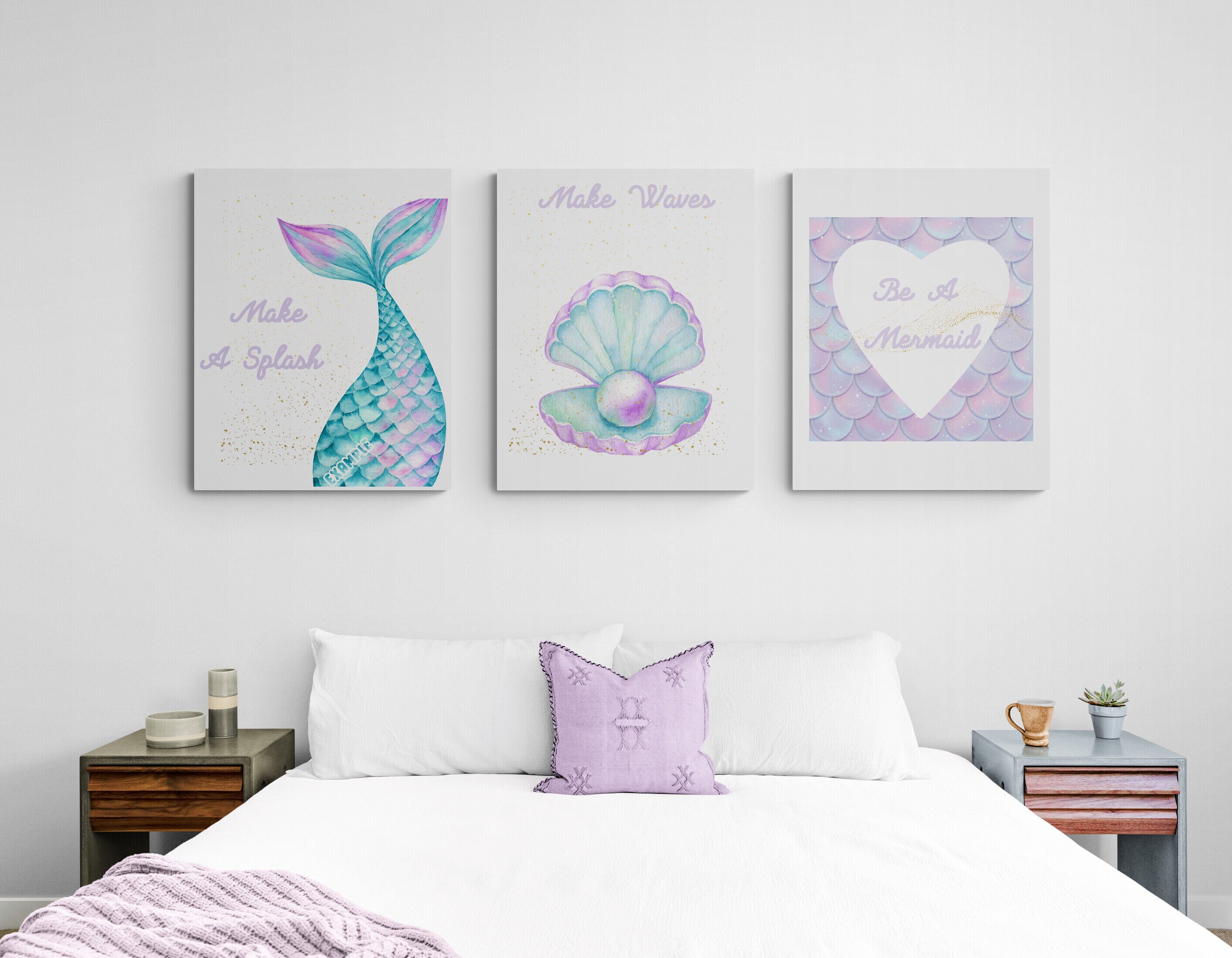 Set of 3 Mermaid Printables, Mermaid Nursery Printables, Mermaid ...