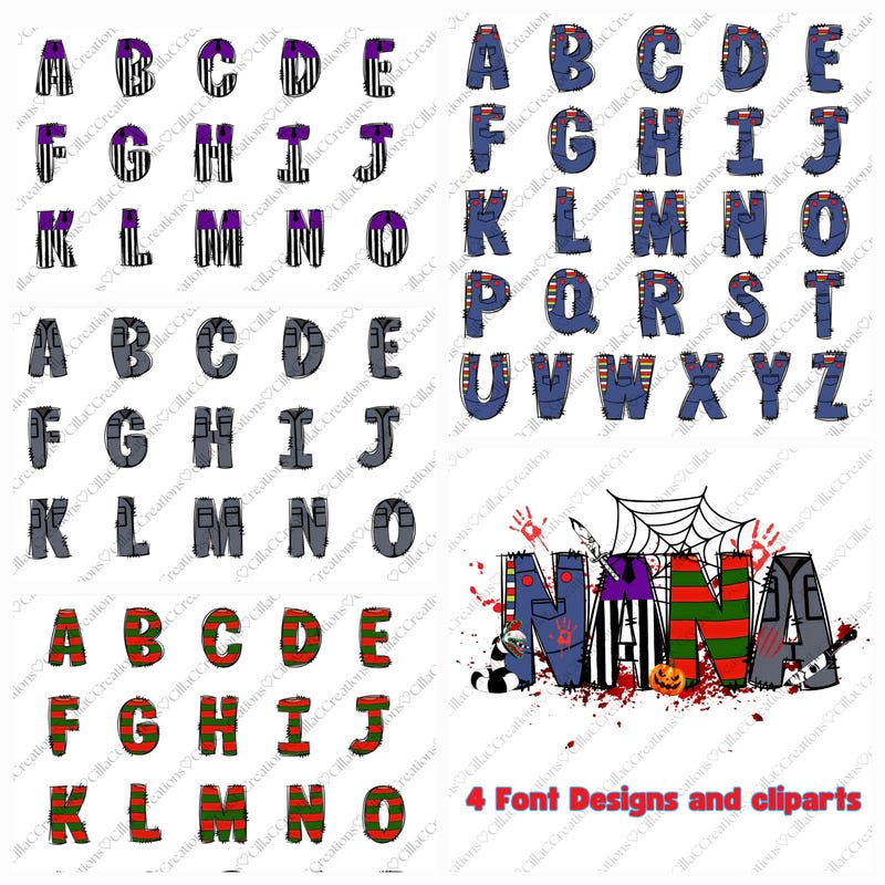 Halloween Doodle Alphabet - Etsy