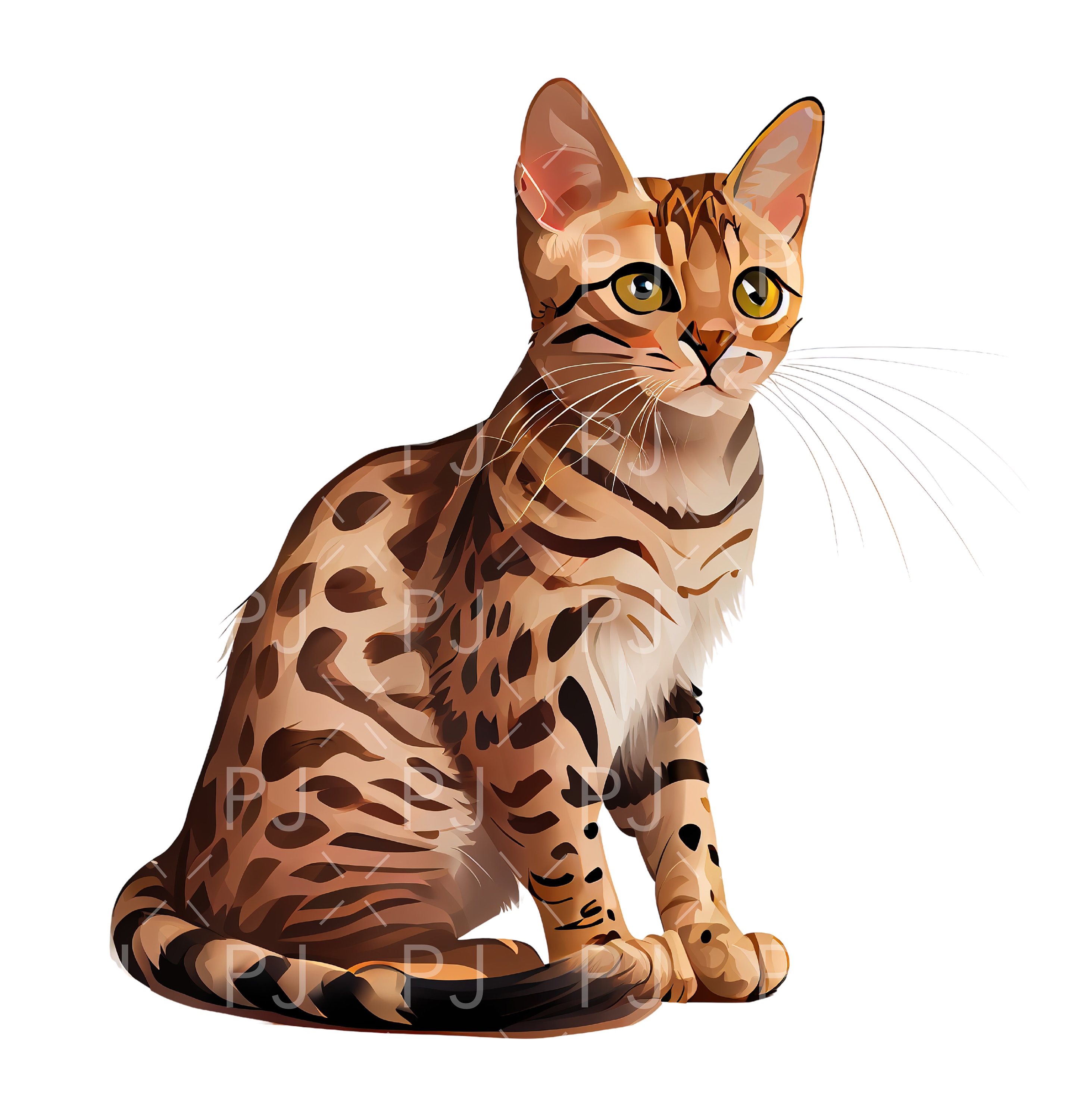Bengal Cat PNG Bengal Cat Graphic Illustration Sublimation Designs Art
