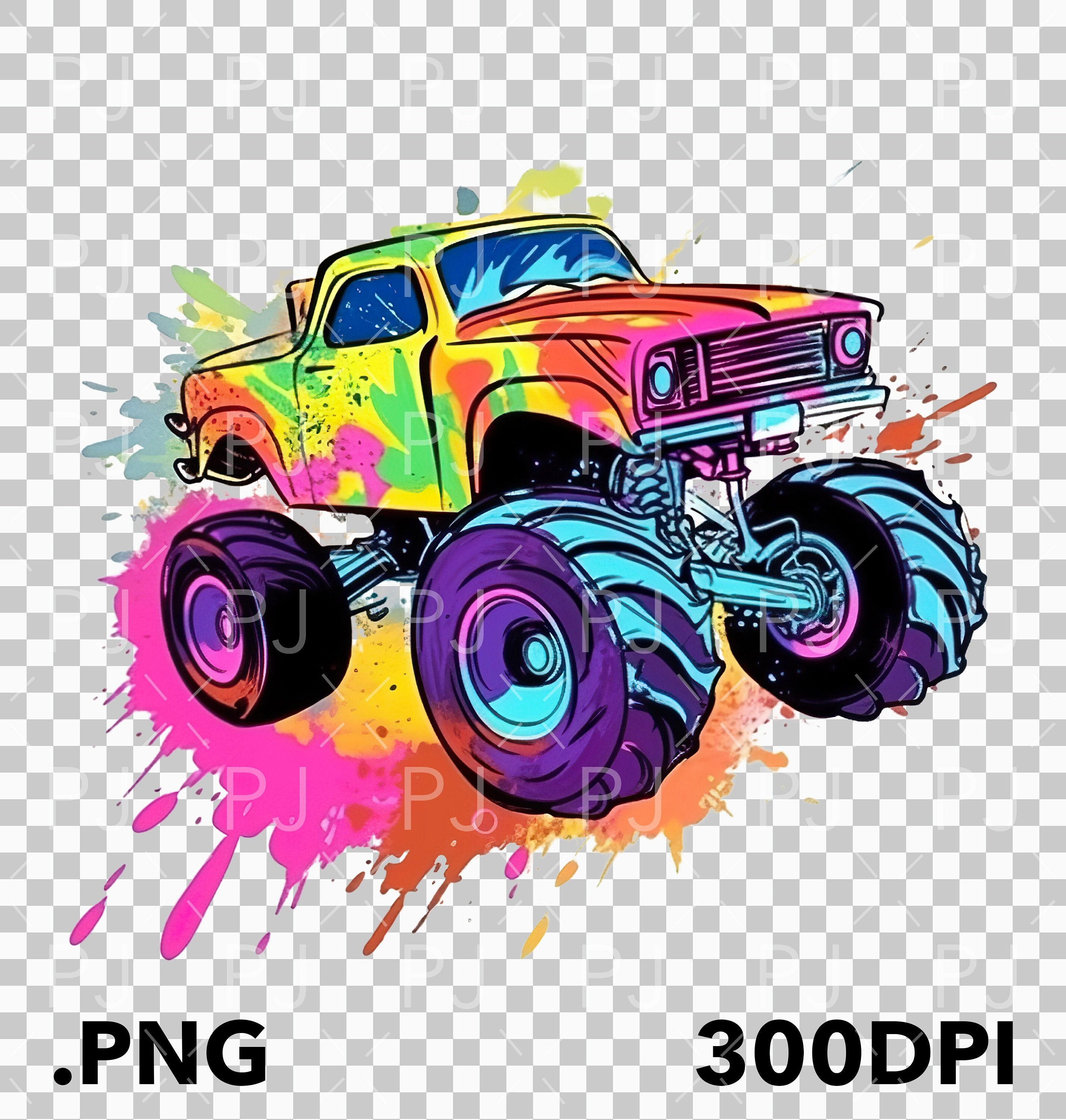 Colorful Monster Truck PNG Monster Truck Cartoon PNG Monster Truck Il Fullxfull.4823931568 37wy