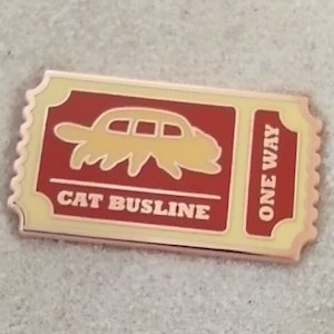 Cat Bus Travel Ticket - Food 1.5" 38mm Hard Enamel Pin Badge with Free Shipping