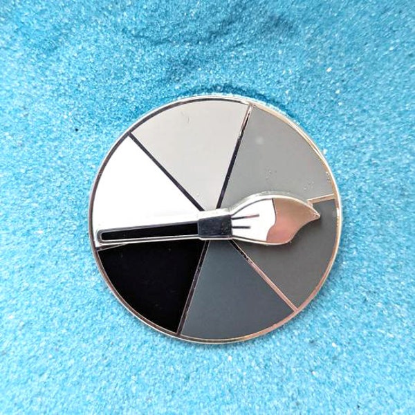 Grey Gray Scale Black White Paintbrush Decision Spinner - 1.5" 38mm Hard Enamel Pin Badge with Free Shipping