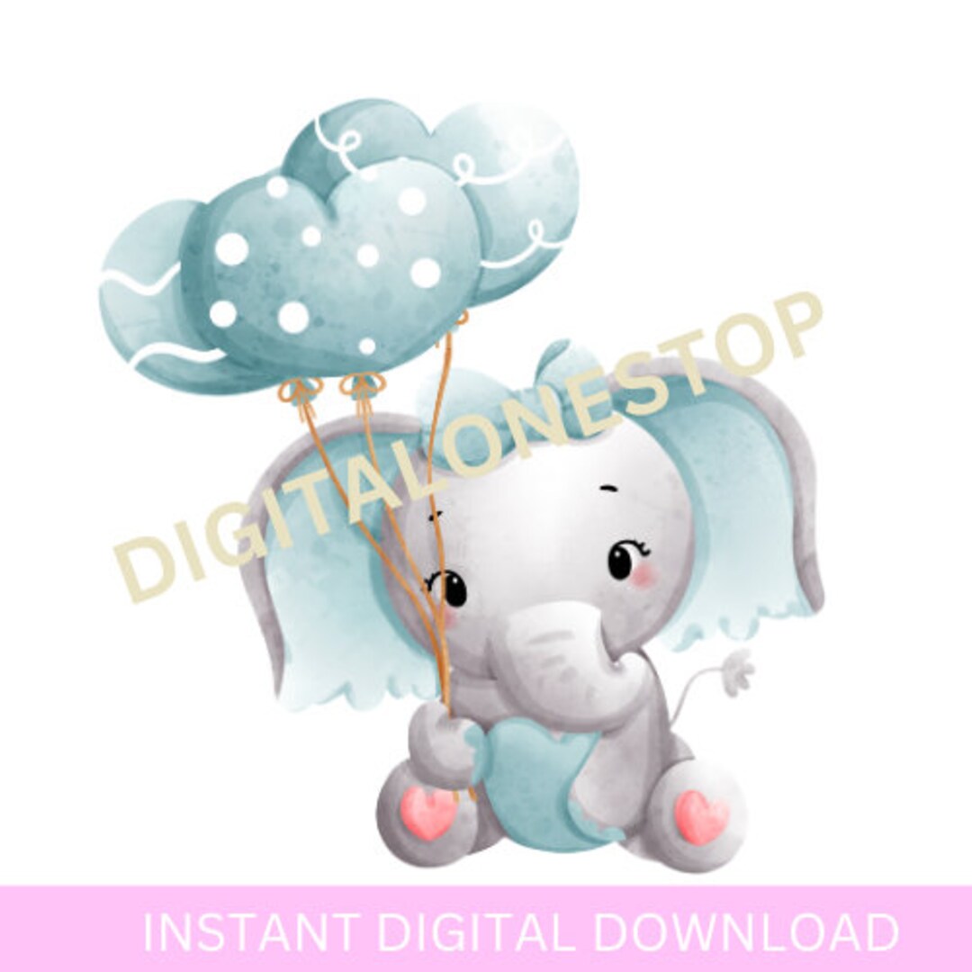 Blue Baby Boy Elephant, Sublimation Png, Digital Download, New Baby, It