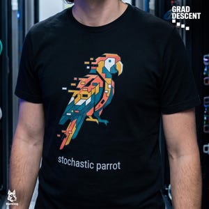 Stochastic Parrot Tee - Machine Learning Humour T-Shirt | Grad Descent 001