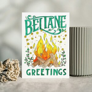 Carte de voeux aquarelle art imprimable Beltane, téléchargement numérique