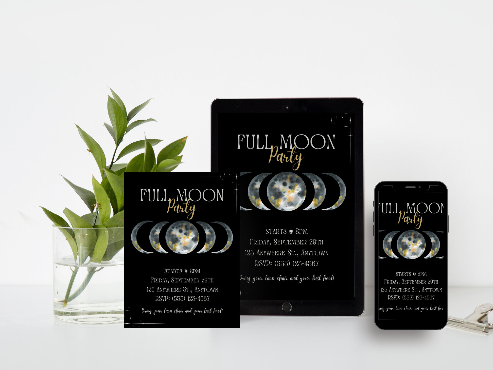 Full Moon Party Editable Invitation, Digital Download - Etsy