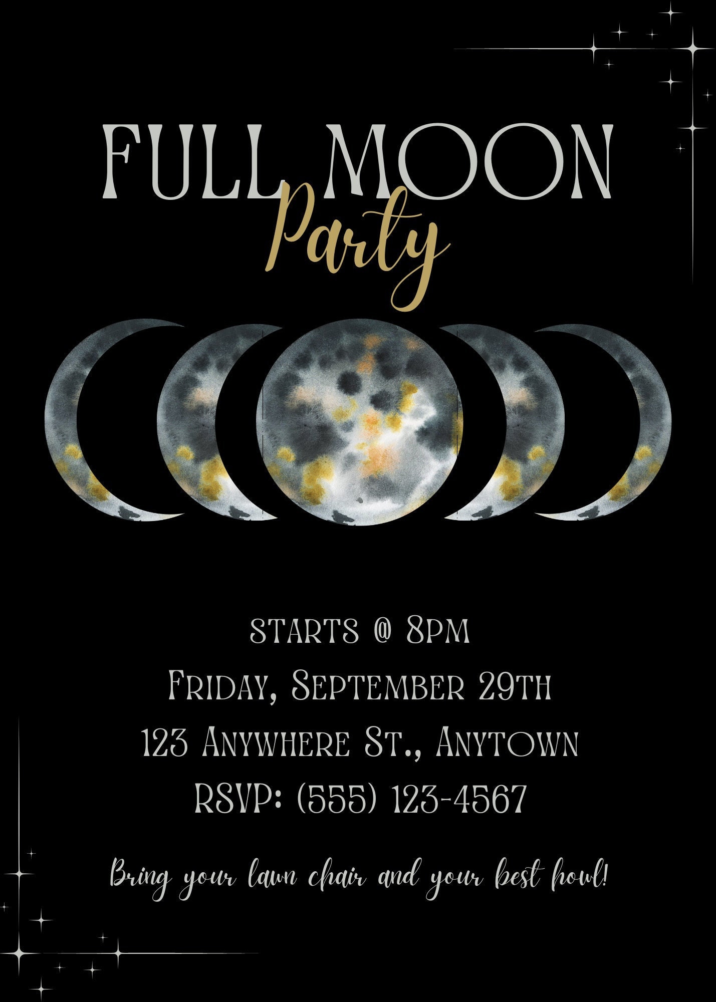 Full Moon Party Editable Invitation, Digital Download - Etsy