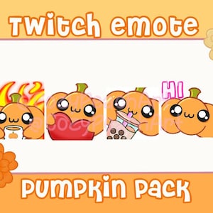 Kürbis Kawaii Emotes 4er Pack | Luftschlangen | Zucken | Zwietracht | YouTube | Halloween-Emotes
