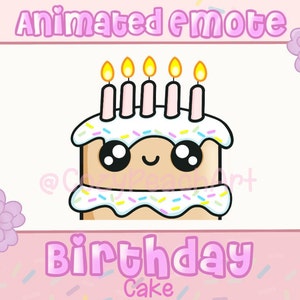 Verjaardagstaart Kawaii geanimeerde emote| Streamer-emoties | Twitch-emoties| Onenigheid | Voedsel-emote | Leuke emote | YouTube-emoties | KICK-emoties