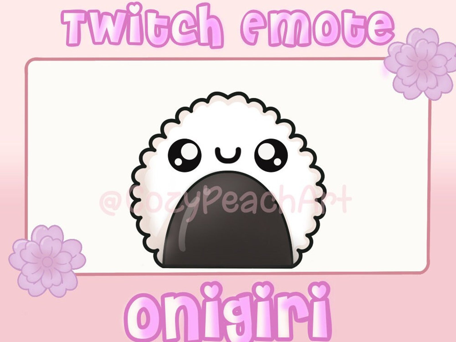 Onigiri Kawaii Emote Streamer Twitch Discord KICK Youtube Food Emote