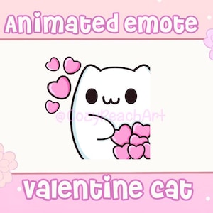 Geanimeerde valentijnskaart kattenhart emote | Wimpel | Twitch | Onenigheid | YouTube | Valentijnsdag-emoticon
