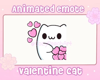 Animated Valentines Cat Heart Throw Emote | Streamer | Twitch | Discord | YouTube | Valentines Day Emote