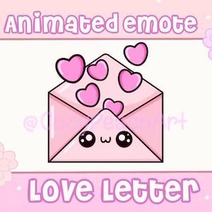 Emote animado kawaii de carta de amor de San Valentín / Transmisor / Twitch / Discord / YouTube / Emote del día de San Valentín / Emote lindo