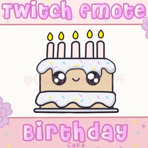Emote verjaardagstaart Kawaii | Streamer-emoties | Twitch-emoties| Onenigheid | Voedsel-emote | Leuke emote | YouTube-emoties | KICK-emoties