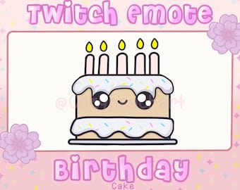 Birthday Cake Emote Kawaii | Streamer Emotes | Twitch Emotes| Discord | Food Emote | Cute Emote | YouTube Emotes | KICK Emotes