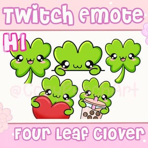 Four Leaf Clover Emotes 5 Pack Kawaii| Emote Pack |Shamrock Emote | Irish emote| Rich Emote |Twitch Discord YouTube | Channel Points