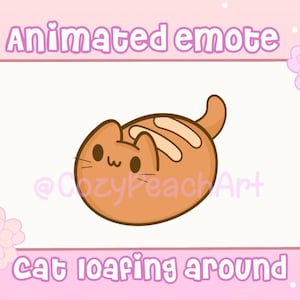 Cat Loaf kawaii geanimeerde emote | Wimpel | Twitch | Onenigheid | SCHOP | YouTube | Voedsel-emote | Leuke emote | Broodemote | Kattenemotie