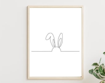 Easter Bunny Ears Print, Easter Printables, Rabbit Ears Wall Art, Printable Wall Art, Easter Wall Art, Boho Print, Easter Rabbit Print