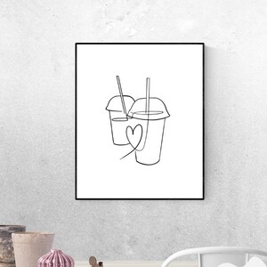 Coffee Line Art Neutral Wall Art Kitchen Printable Wall Art Coffee Print Gift for Coffee Lover Minimal Wall Art Coffee Poster Line Art