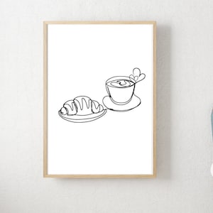 Coffee Print Line Art Simple Kitchen Printable Wall Art Coffee Prints One Line Art Modern Minimal Wall Art Gift for Coffee Poster