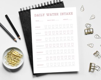Daily Water Tracker, Water Intake Tracker, Healthy Habit Tracker, Water Challenge, Hydration Tracker, DIY Tracker, Digital Download,