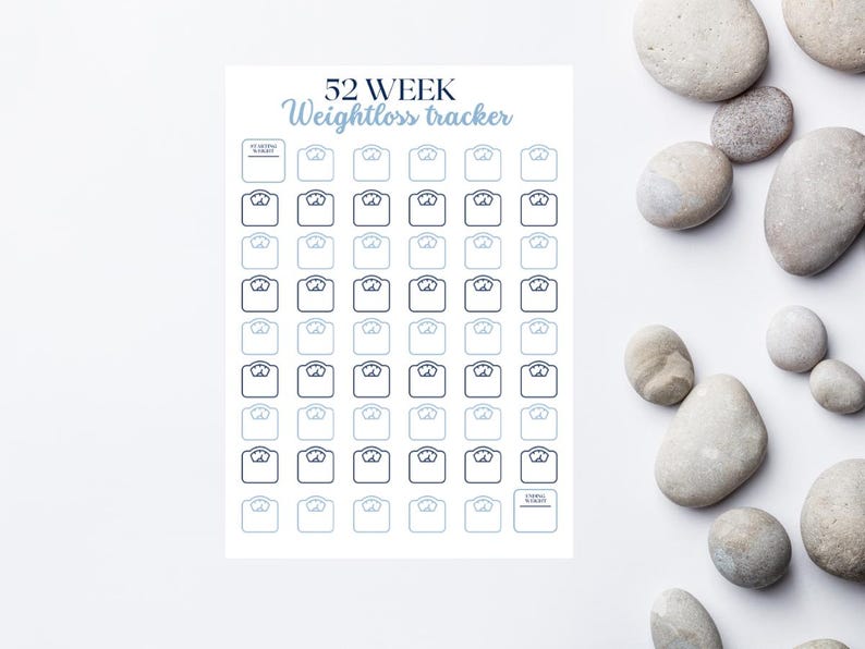 52 Week Weight Loss Tracker: Printable Habit Tracker (PDF) - Etsy