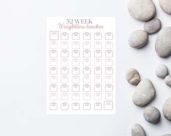 Weight Loss Tracker, 52 week habit tracker, Weight loss tracker Printable,Weekly Weight loss Tracker,Cute Weightloss tracker, FitnessTracker