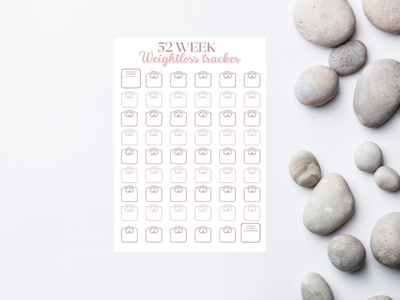 52 Week Weight Loss Tracker, Printable Habit Tracker (digital Download ...
