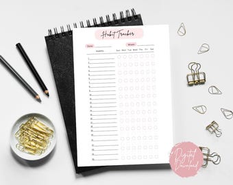 Habit Tracker, Printable Habit Tracker, Monthly Habit Tracker, Daily Habit Tracker, Habit Tracker Template, DIY Tracker, Printable Tracker