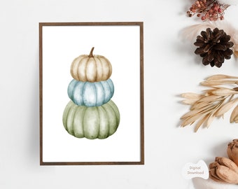 Watercolor Pumpkin Print: Rustic Fall Decor (Digital Download)