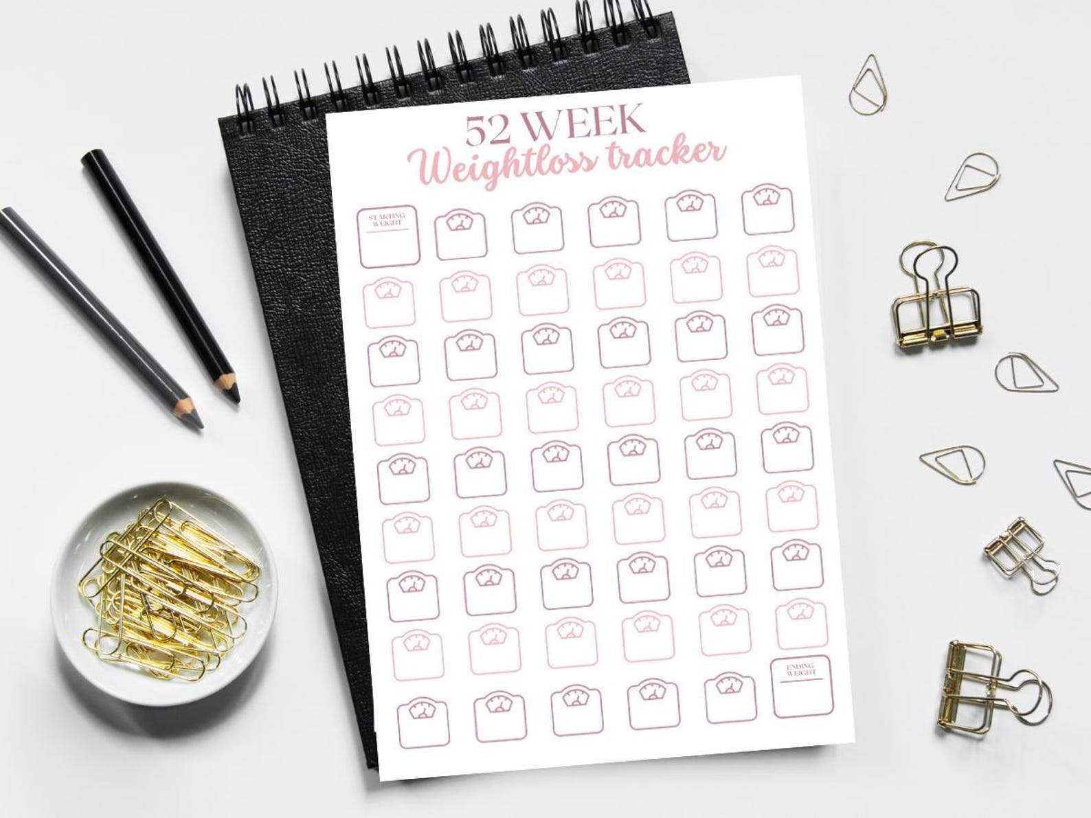 52 Week Weight Loss Tracker, Printable Habit Tracker (digital Download ...