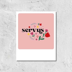 Postkarte Flower Servus