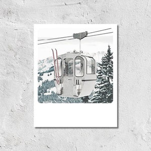Postkarte Wintergondel Retro